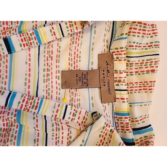 I. E. Relaxed Woman VTG  V Neck Button Up  Blouse Multi Stripe  3/4 Slv - Picture 4 of 8